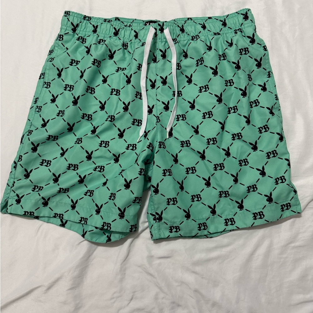 PLAYBOY Teal and Black Swim Board Shorts